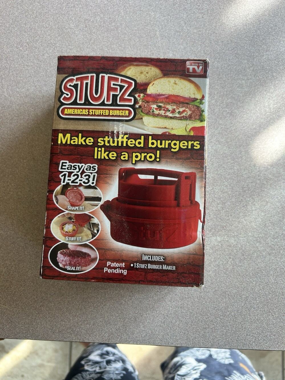 STUFZ Burger Stuffer Hamburger Maker Stuffed Patty Press BBQ As Seen On TV!